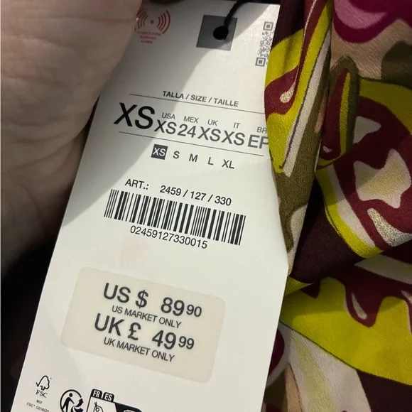 Zara NWT printed midi dress long sleeve 2459/127 - Picture 6 of 6